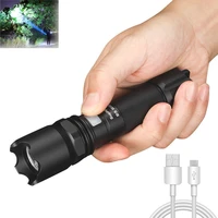 powerful led flashlight 18650 battery outdoor bicycle ultra bright flash light adjustable usb rechargeable tactical torches