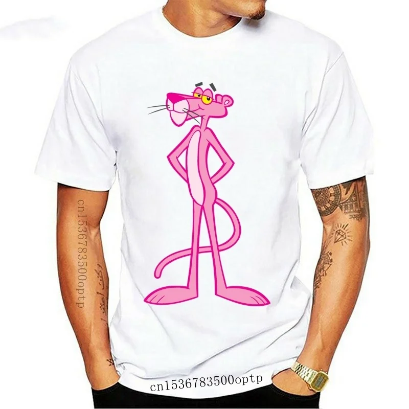 

Футболка унисекс в стиле ретро для мужчин и женщин, модная рубашка с мультипликационным принтом розовой Пантеры 80-х