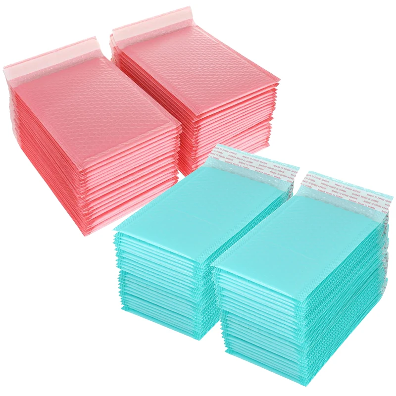 50pcs Mailer Poly Bubble Padded Mailing Envelopes for Mailer Gift Packaging Self Seal Bag Bubble Padding pink yellow blue