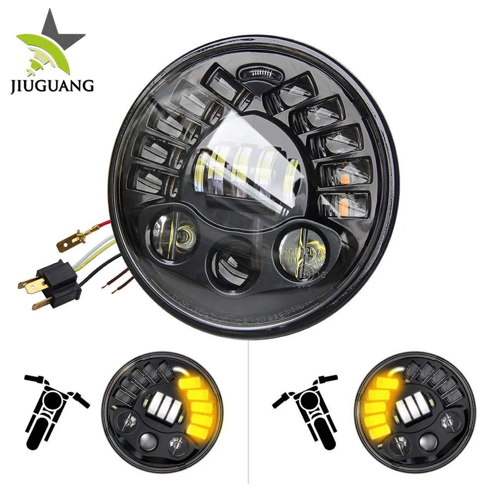 

Automotive Motorcycle DRL Dual Color Halo Turn Signal 12V 24V Round Auto 7 Inch Led headlight