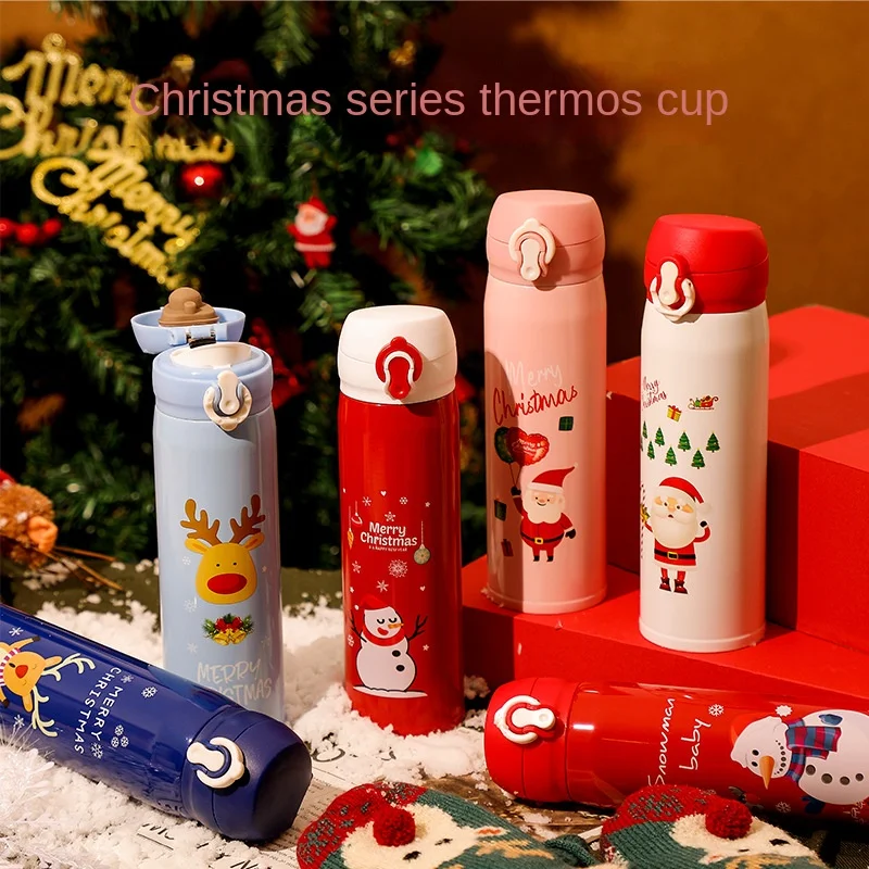 

2023 Christmas Thermal Insulation Cup Men and Women Bouncing Stainless Steel Water Cup Cartoon Gift Gift Cups