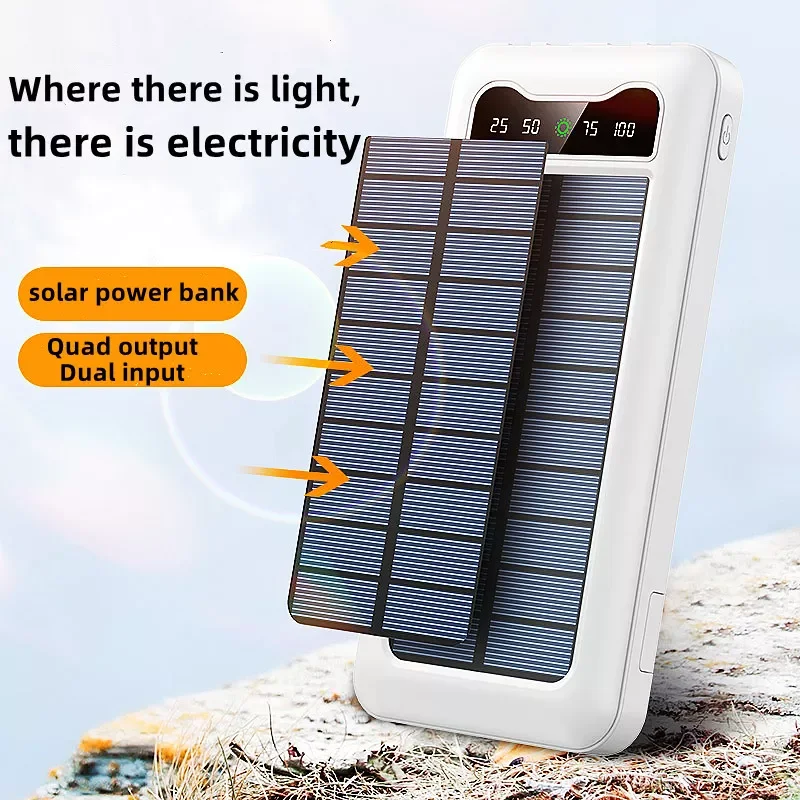 

NEW2023 30000mAh Solar Power Bank Big Capacity Phone Charging Powerbank External Battery Phone Fast Charger for Xiaomi IPhone S
