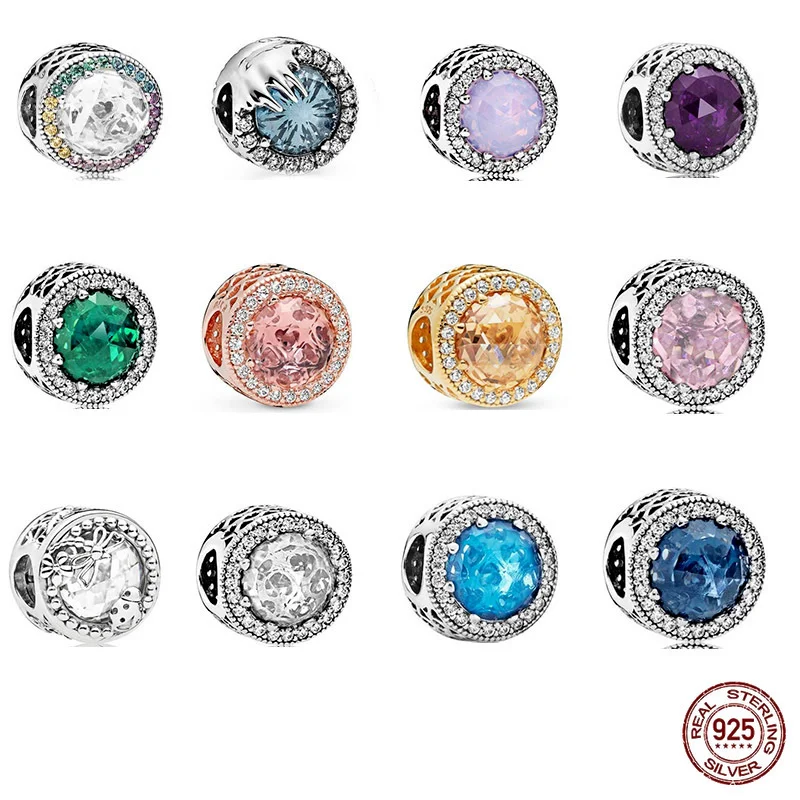 

S925 Sterling Silver Ocean Heart Snowflake Rose Gold Cat Eye Beads Suitable for CreatingFits Original Pandora Charm Ornaments