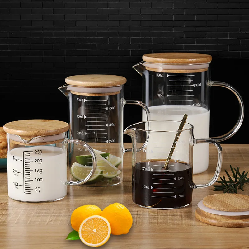 

Milk Juice Measuring Cup Clear Glass Water Cup Baking Glass Graduated Cup with Handle Coffee Mugs Glass Cup Drinking Glasses