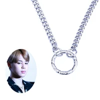 2022 korean wave new stainless steel silver dotted ring necklace jimin simple celebrity jewelry accessories gift