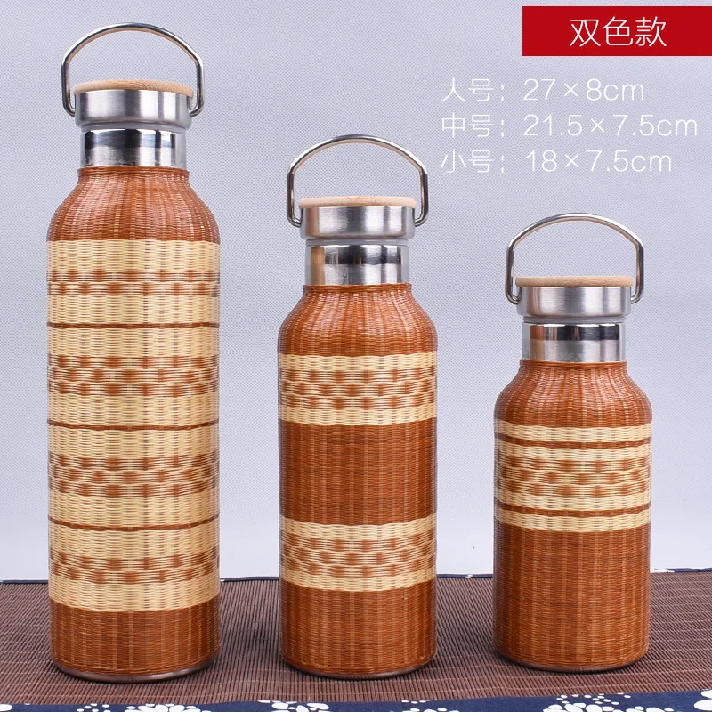 

Handmade Bamboo Silk Thermal Pot Bamboo Silk Water Bottle Bamboo Silk Buckle Porcelain 304 Stainless Steel Portable Large