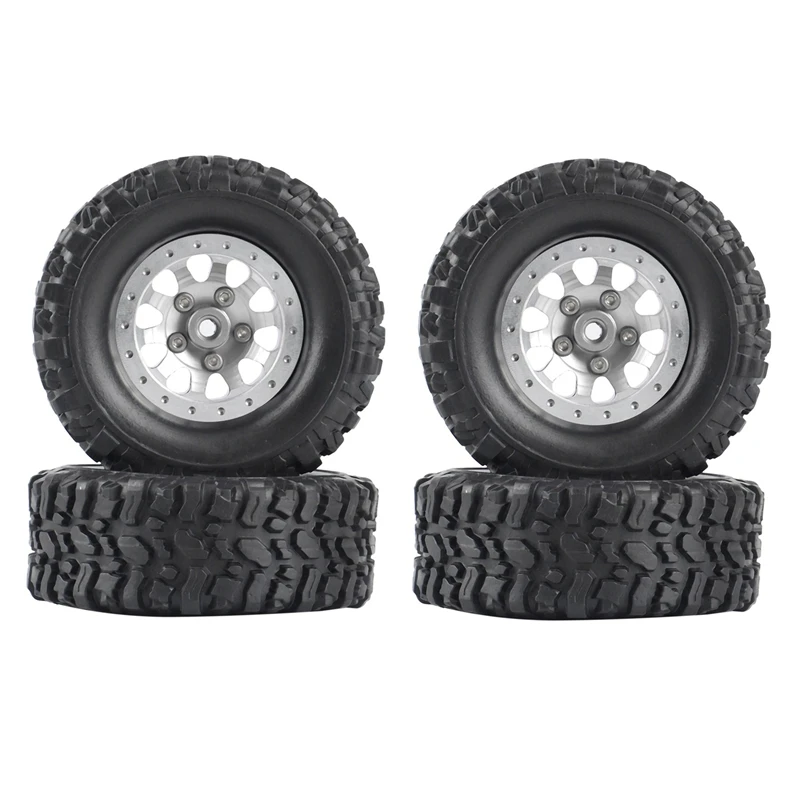 

4Pcs Metal Beadlock Wheel Hub Rim And Rubber Tire Set For WPL C14 C24 B14 B24 B36 MN D90 MN99S RC Car Upgrade Parts