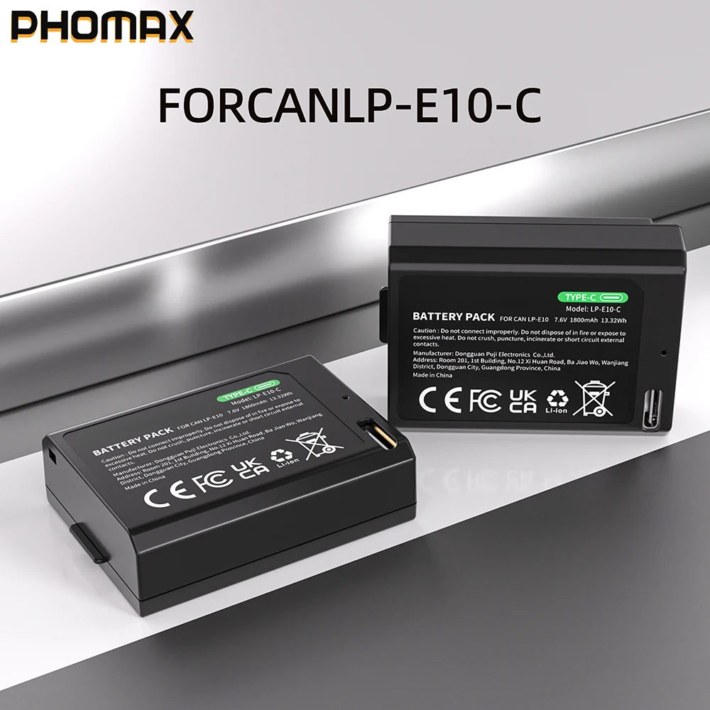 Фото Аккумуляторы PHOMAX 7.6V 1800mAh LP-E10 для цифровых камер Canon EOS Rebel T3, T5, T6, T7, Kiss X50, Kiss X70, EOS 1100D, 1200D, 1300D №5