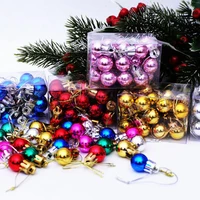 1 box mini christmas balls high durability shatterproof lanyard design decorative plastic xmas tree hanging ball pendant ornamen