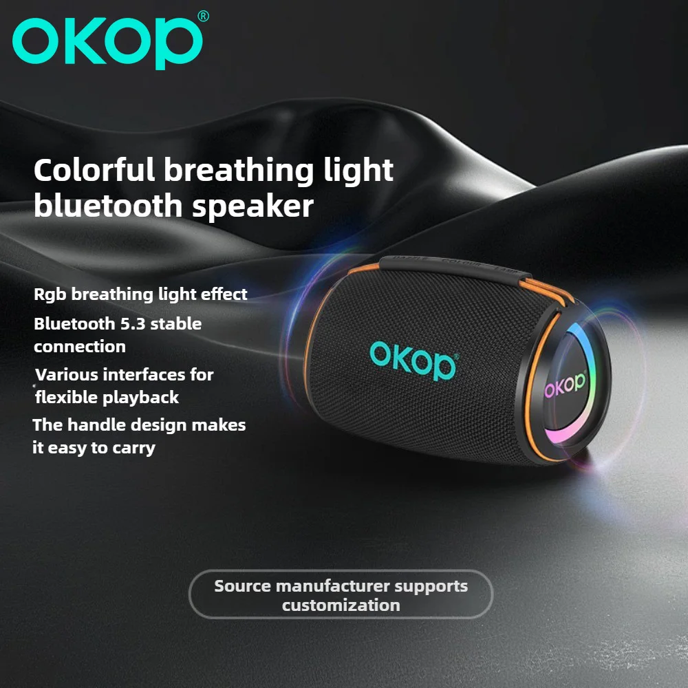 Фото OKOP Bluetooth-динамик, портативный уличный динамик, атмосферный дыхательный светильник, сверхдлительный срок службы батареи, динамик для вечеринки, кемпинга, TF USB №2