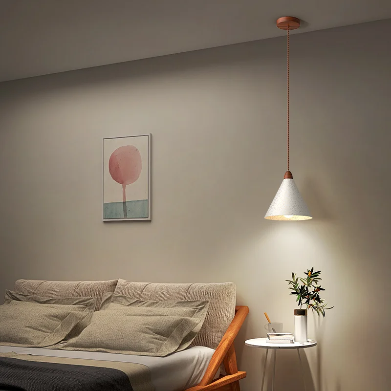 

Pendant Lamp Led Art Chandelier Light Room Decor Japanese Minimalist Bedside Nordic Cream Style Wood Color Hanging Dining Table
