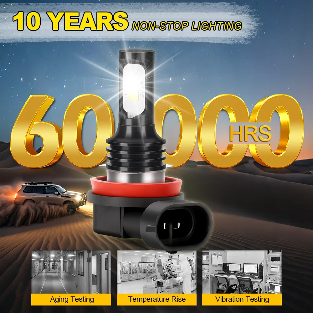 Фото 2X для Fiat 500L 351 352 хэтчбек 2012-2022-светодиодные лампы 6000K яркие белые противотуманные фары №5