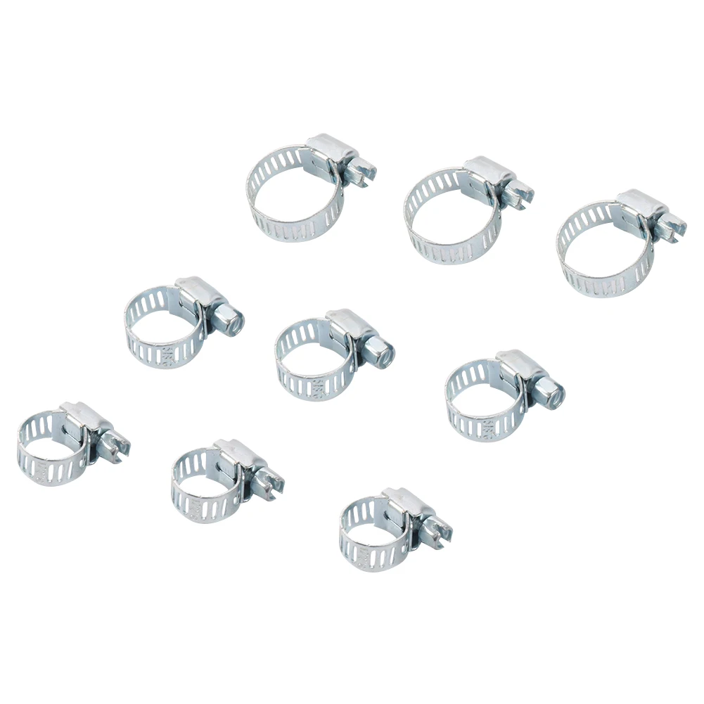 

20pcs Iron Galvanized Drive Hose Clamp Tri Clamp Adjustable Fuel Line Pipe Worm Gear Clip Clamp Tube Fasterner 8mm Spring Clip