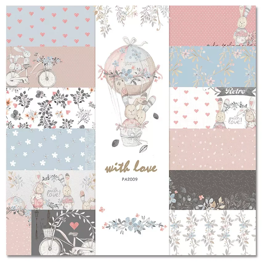 

6'' 12pc Bunny With Love Patterned Craft Paper Scrapbooking Paper Pack Handmade Album Scrapbook Background Pad Paper Car