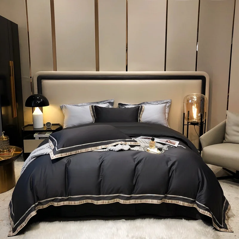 

1000TC Egyptian Cotton Luxury Bedding 220X240cm Embroidery Quilt Set Mattress Cover Bed Linen Pillowcases Home Textile