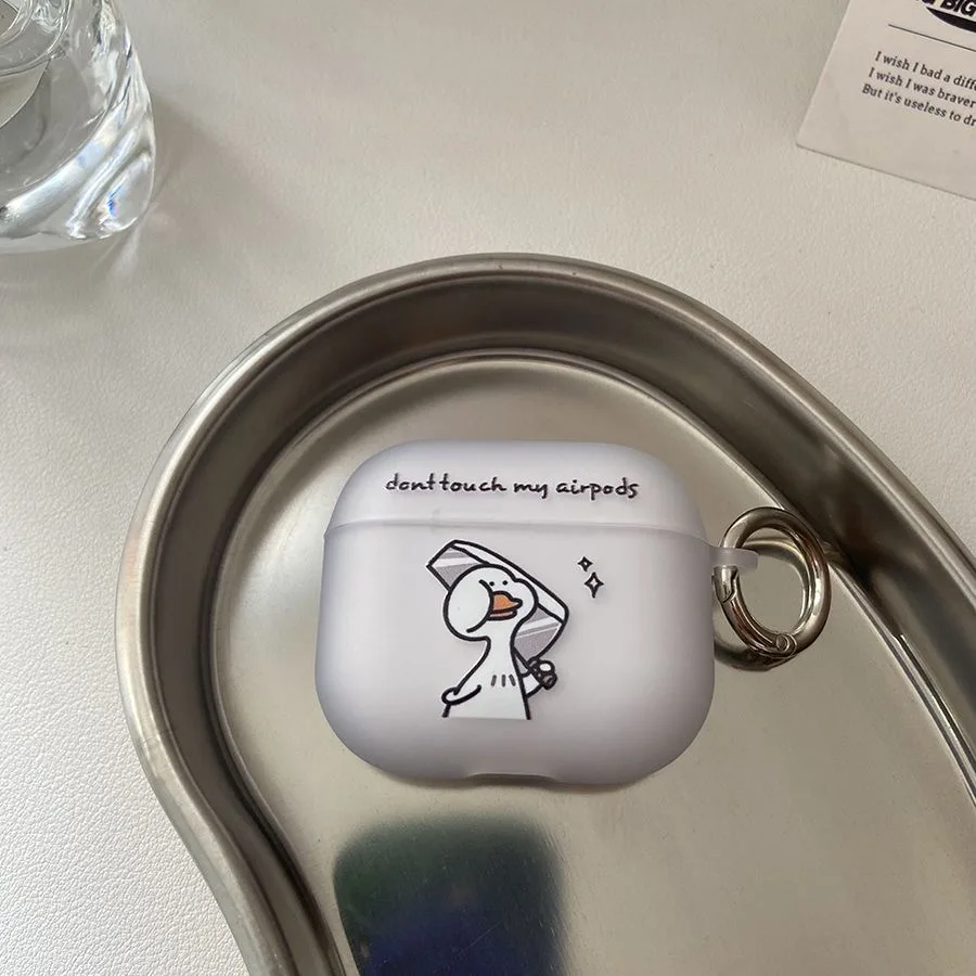 Чехол Cute Duck Do Not Touch My Airpods для 2 3 4 Pro чехол беспроводных наушников Gen Box забавный