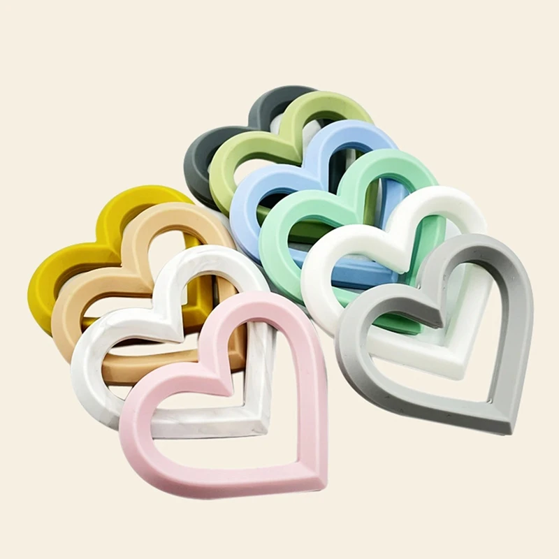 

1Pc Heart Silicone Teether Bead Baby Teeth Care Teething Ring Nipple Chain Accessories Toy Food Grade BPA Free