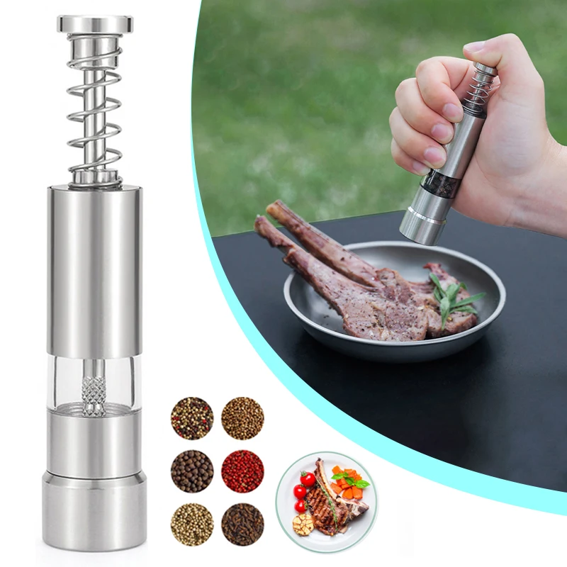 

Outdoor Pepper Grinder Stainless Steel Manual Salt Pepper Grinder Camping Picnic Portable Cooking Tool Seasoning Bottle Box