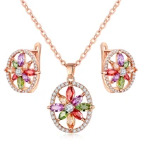 grier colored zircon wedding jewelry sets for women necklace earrings set summer fashion jewellery accessories free shipping