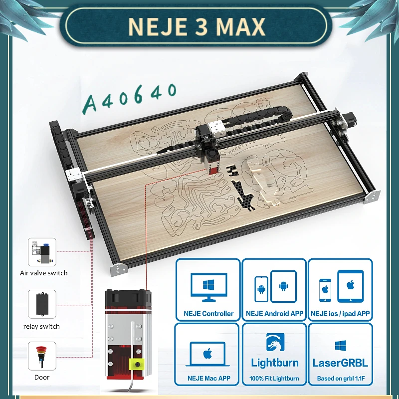 NEJE 3 Max 40w80w CNC Desktop Wireless Laser Engraver Cutter Cutting Engraving Machine Router Lightburn GRBL App Control