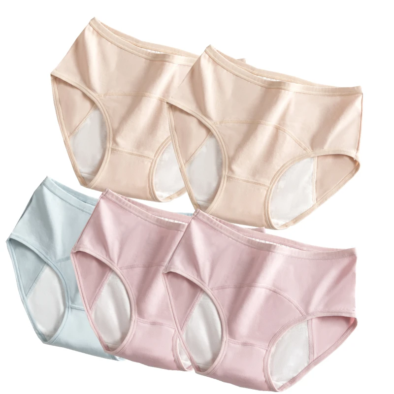 5Pcs Period Panties Women Cotton Leakproof Period Breathable Female Waterproof Menstruation High Waist Menstrual Underwear