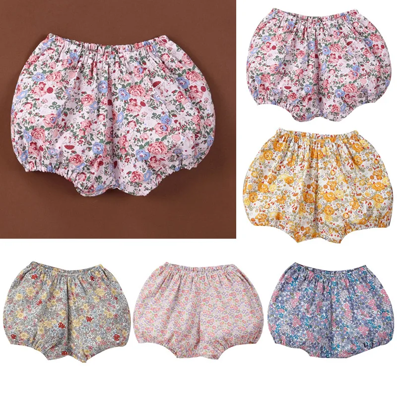 

Vintage Floral Baby Bloomers Shorts Cotton Linen Newborn Baby Boys Girls PP Pants Harem Pants Short Trousers with Diaper Cover