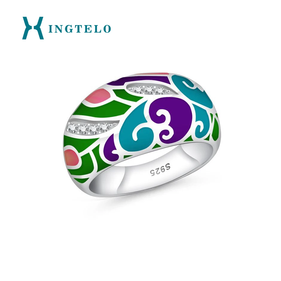 

XINGTELO 925 Sterling Silver Ring Inlaid Cubic Zirconia Translucent Color Ring Engagement Wedding Party Ring for Women