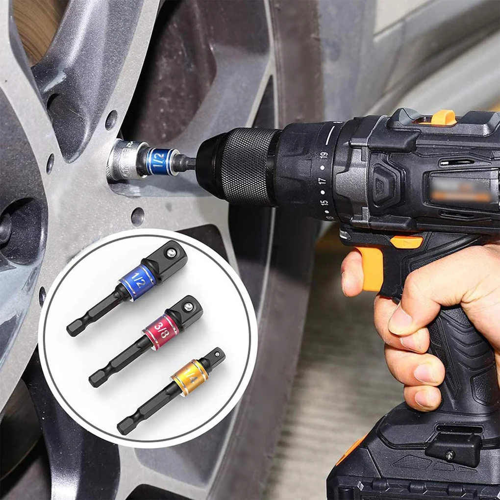 

Woodworking Metalworking Hexagon to Square Drill Socket Adapters Pneumatic Screwdriver 1/2 3/8 1/4 Inch Extension
