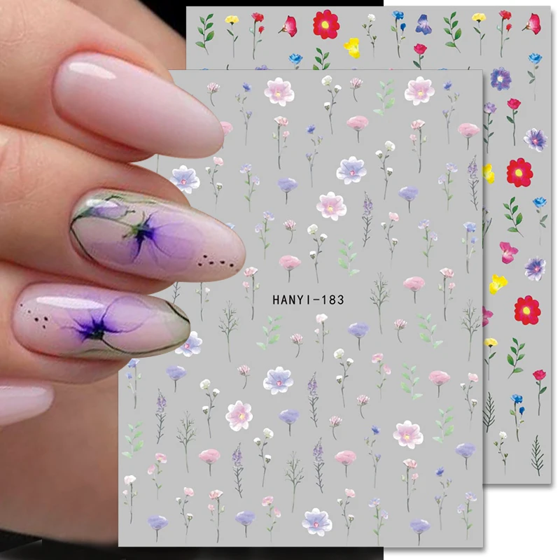 

1Pcs Elegant Florals Nail Stickers Blue White Watercolor Flowers Nail Decals Self-Adhesive Nail Art Decoration for Manicures