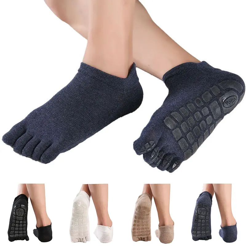 

2022 Winter Men Five Fingers Socks Warm Non Slip Grip Fitness Toe Socks Breathable Low Calf Slipper Fitness Yoga Floor Socks