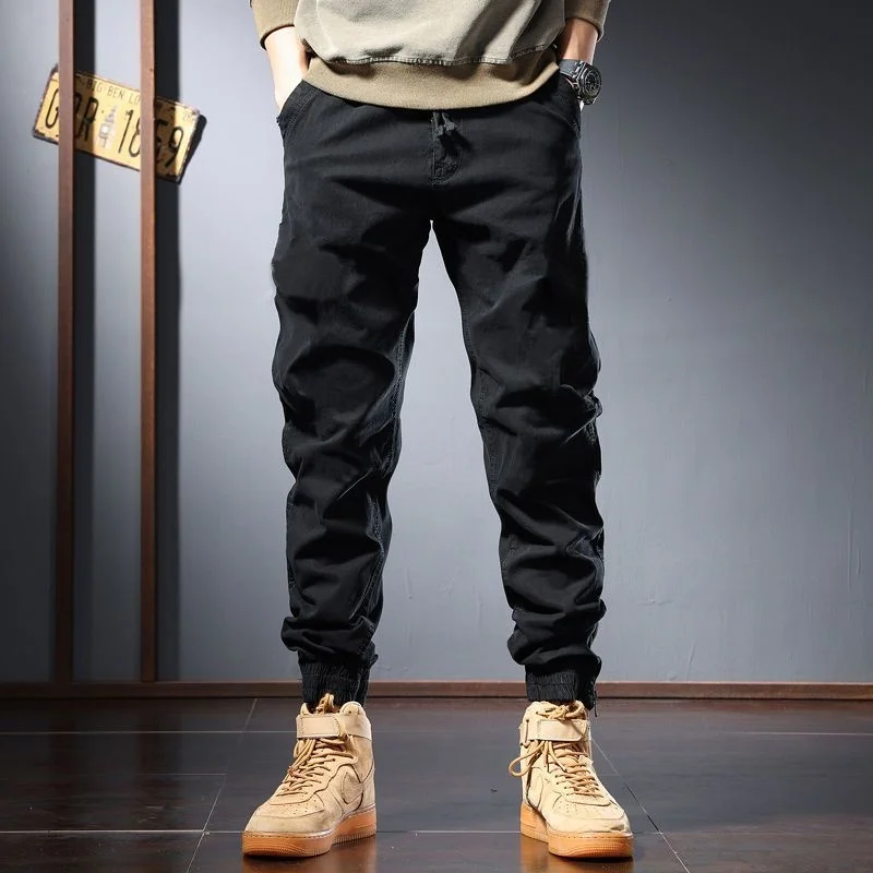 

Fashion Men's 2022 New Casual Cargo Pants Korean High Quality Trousers Drawstring Jogging Pants Men Harem Streetwear R44