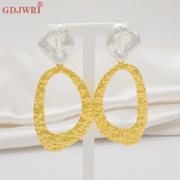 fashion big hoop drop dangle earrings for women geometric wedding party jewelry gold color large statement irregular earrings