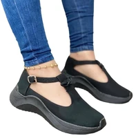 2022 new women shoes platform increase casual shoes solid color round toe loafers women buckle wedge womens shoes