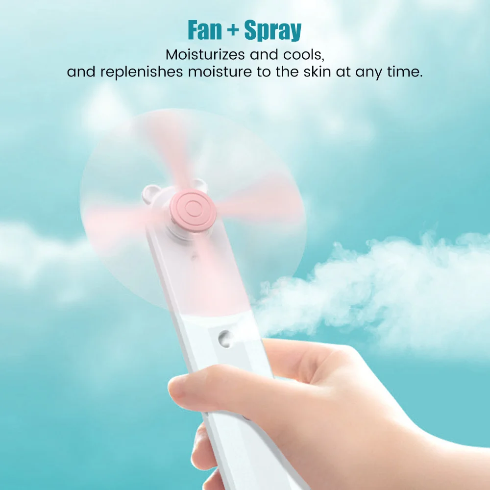 

Usb Portable Water Mist Fan Rechargeble Mini Wireless Fan Water Cooler Humidifier Office Quieter Summer Gadgets For Home Hiking