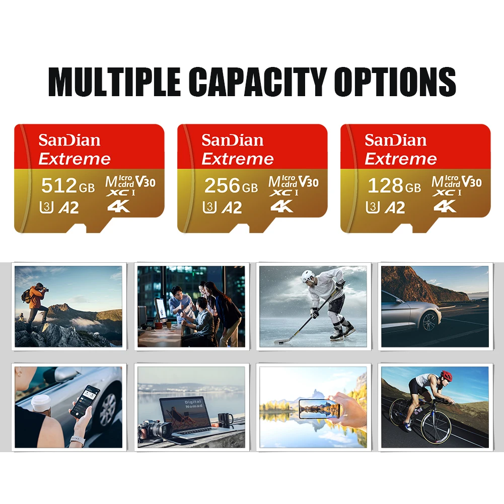 Карта памяти SD 512 ГБ, 64 ГБ, 128 ГБ, 256 ГБ, Micro TF SD, класс 10 UHS-I для телефонов Samsung Galaxy, Xiaomi, Huawei (art.: 3920dab9624ed) - 3920dab9624ed