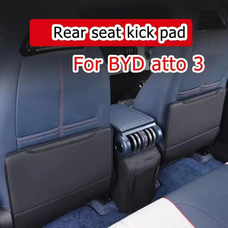 

For BYD Atto 3 Yuan Plus 2022 2023 Car PU Leather Anti Kick Mat Pad Car Anti-kick Protector Mats Seat Back Protector Accessories