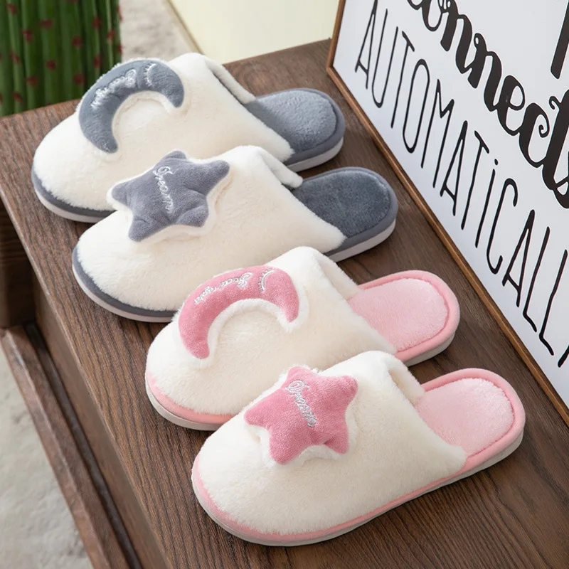 New Winter Anti-Skid Cotton Slippers Design Women Fluffy Funny Warm Plush Ladies' Slides Indoor Cartoon Floor Memory Foam Shoes