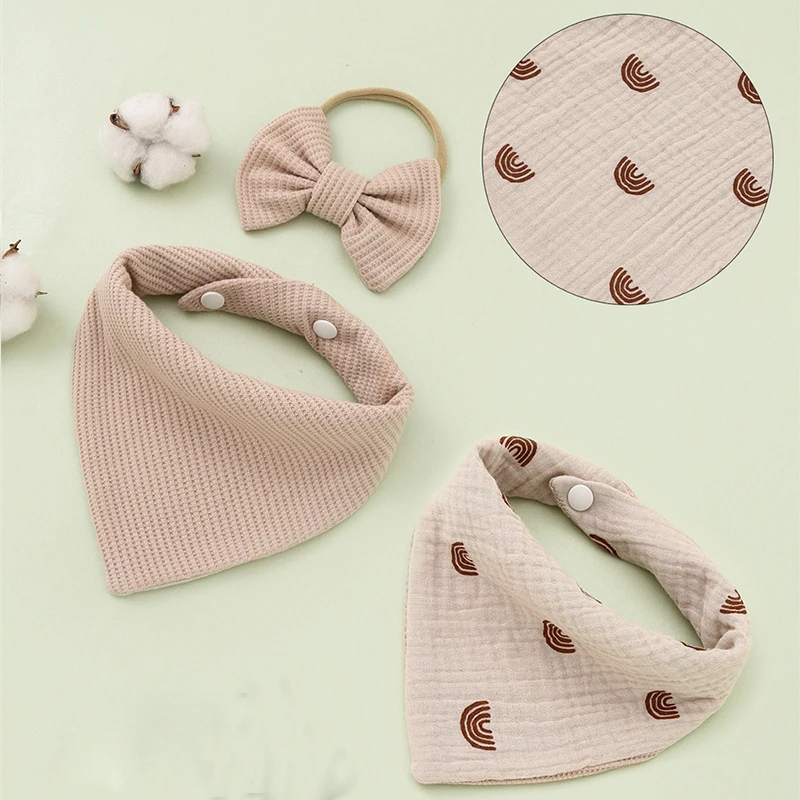 

2 шт., Детские эластичные хлопковые нагрудники с бантом