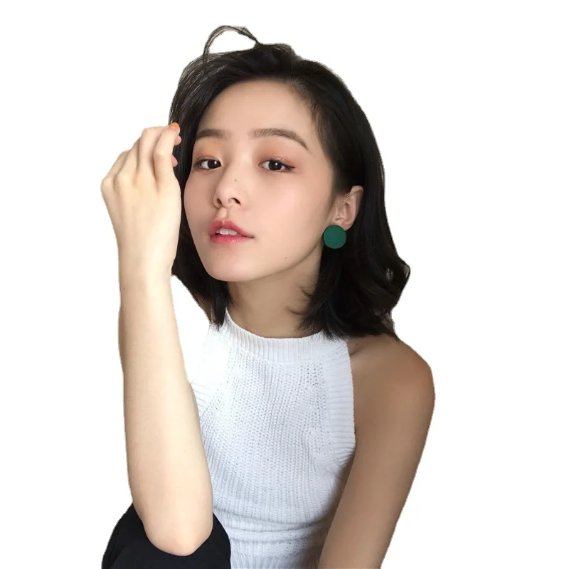 Корейские круглые текстурные серьги на осень и зиму нишевые Акриловые Ретро