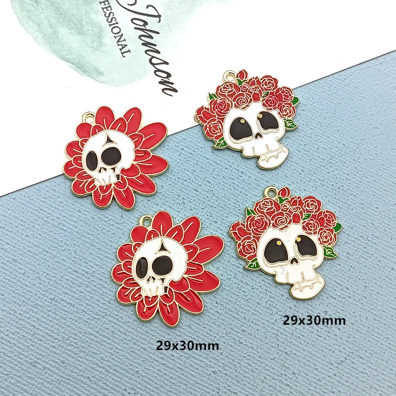 Украшения для Хэллоуина Цветочный Череп металлические аксессуары ожерелье