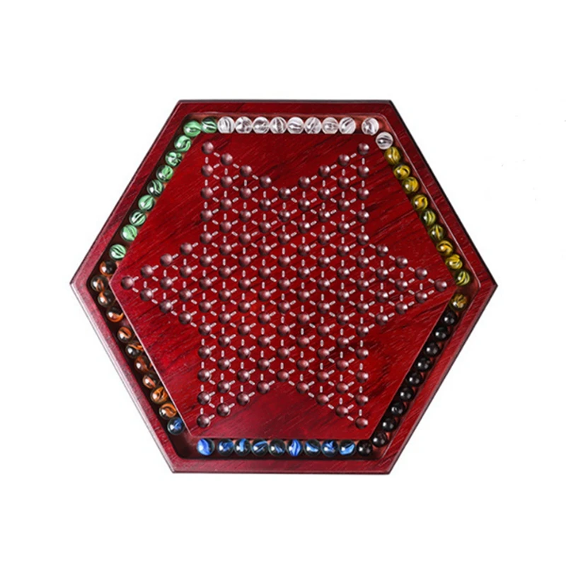 

Card Slot Hexagonal Checkers High-Grade Wooden Checkers 17Cm Children's Adult Puzzle Marble Checkers Set Glass Beads