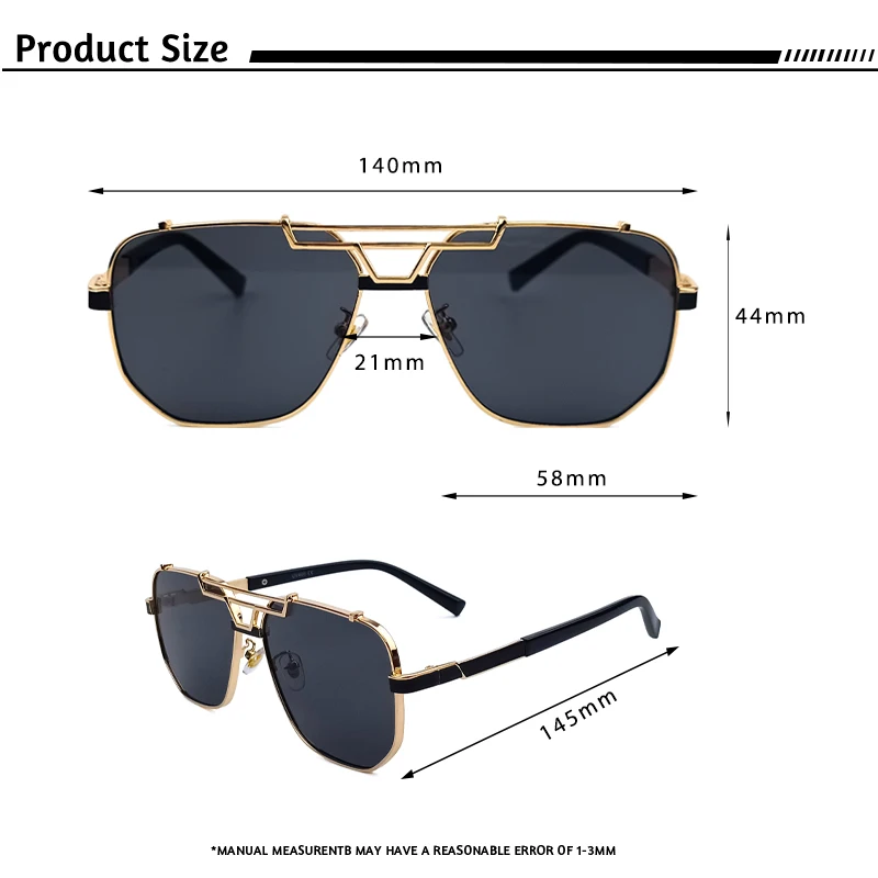 HBK многоугольные солнцезащитные очки с металлической оправой квадратные плоские