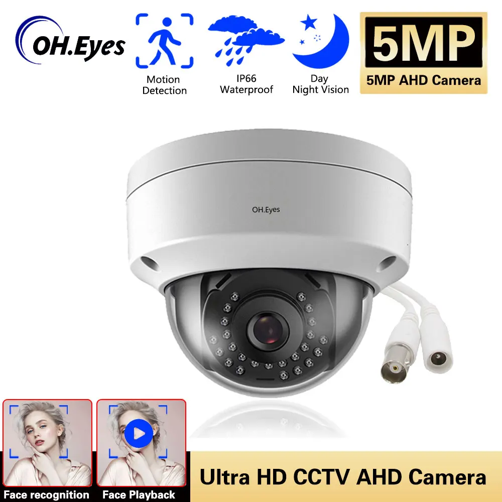 

H.265 5MP Surveillance CCTV Camera Vandalproof 5MP HD Camera Motion Face-Detection IR Cut Night Vision Big Dome AHD Camera