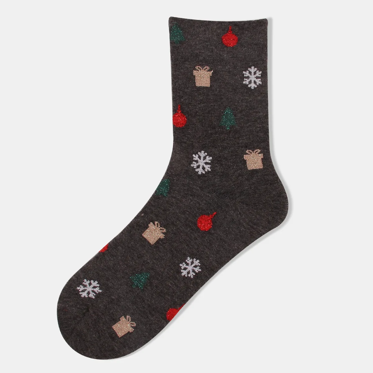12 Pairs of  New Mid-tube Christmas Tree Cotton Socks Sweat-absorbing Cute Jacquard Breathable Holiday Santa Claus Cotton Socks