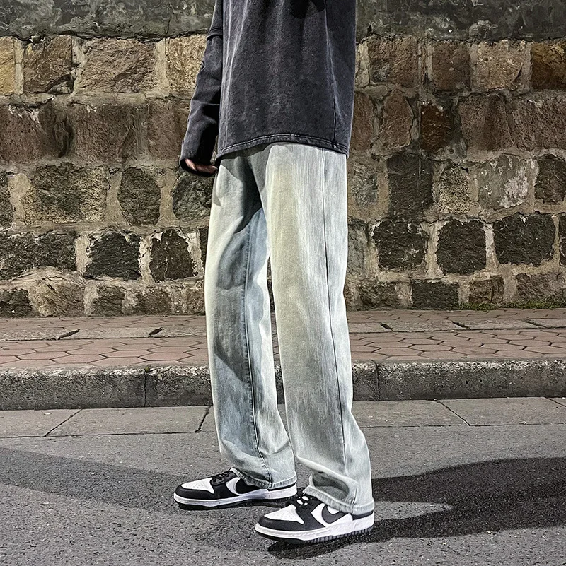 

New Loose Men Jeans Male Trousers Simple Design High Quality Cozy All-match Students Daily Casual Straight Denim Pants Casual