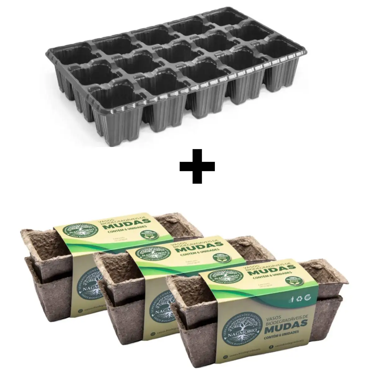 15 ячеек + 18 биоразлагаемых строительных элементов для саженцев