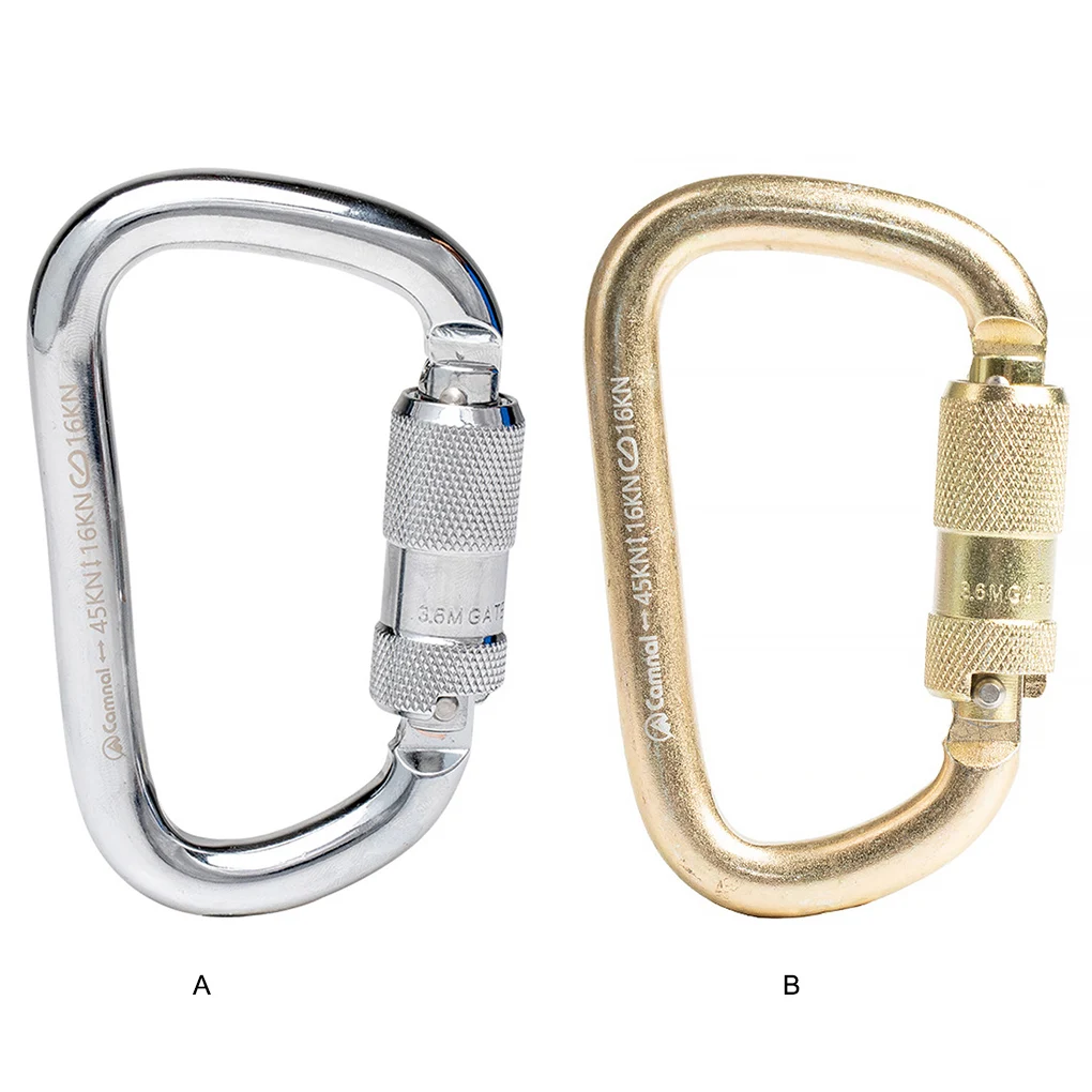 

Карабин для скалолазания, профессиональный Удобный безопасный замок, прочное оборудование для скалолазания, зажим для веревки для защиты, серебристый