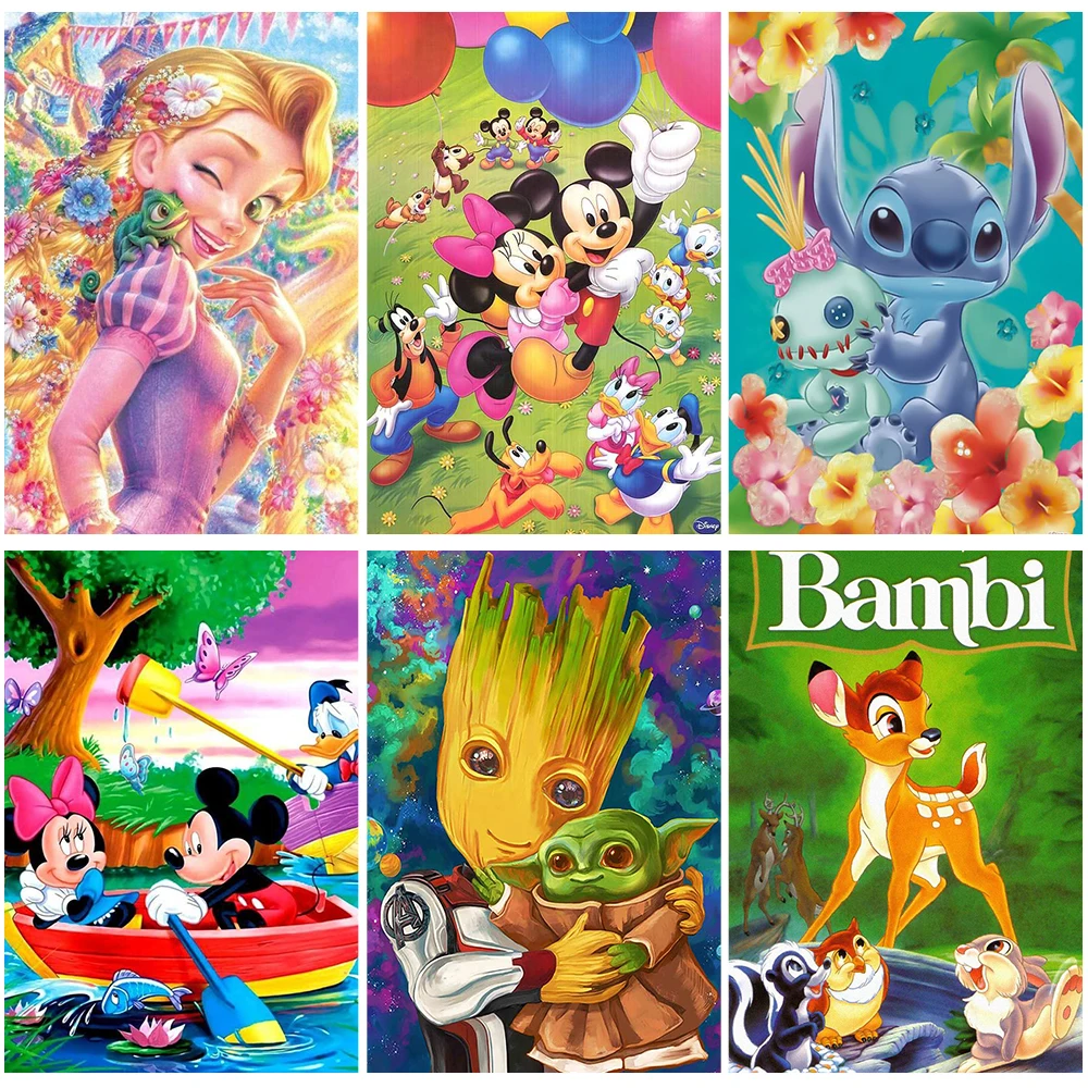 

Disney Cartoon Groot Bambi 5D Diamond Painting Animal Full Square Round Diamond Mosaic Mickey Mouse Embroidery Home Decor