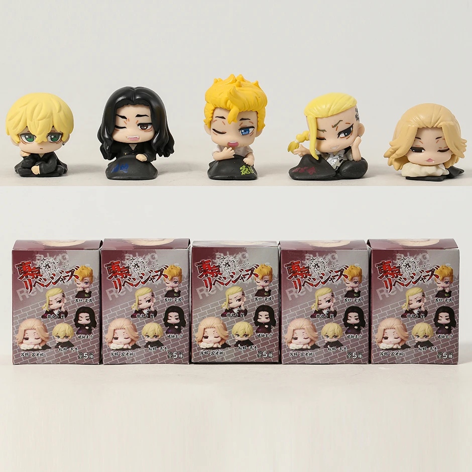 

5pcs 5cm Tokyo Revengers Sleeping Mikey Draken Takemichi Hanagaki Baji Keisuke Matsuno Chifuyu Figure Toys Q Version Dolls Gift