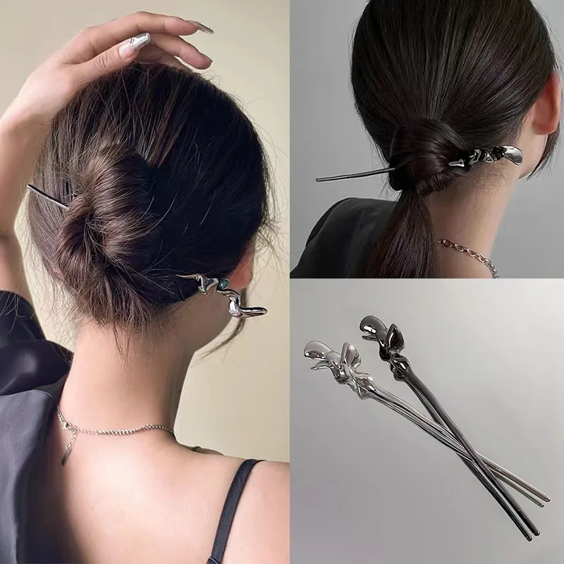 

Retro Black Metal Hairpin Sticks Women Elegant Ponytail Hair Clips Headwear Styling Tools New Hair Jewelry Accessories Gifts